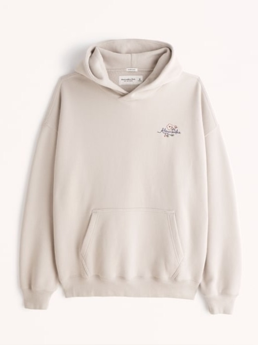 Abercrombie & Fitch Cream Pullover Hoodie with Chest Logo